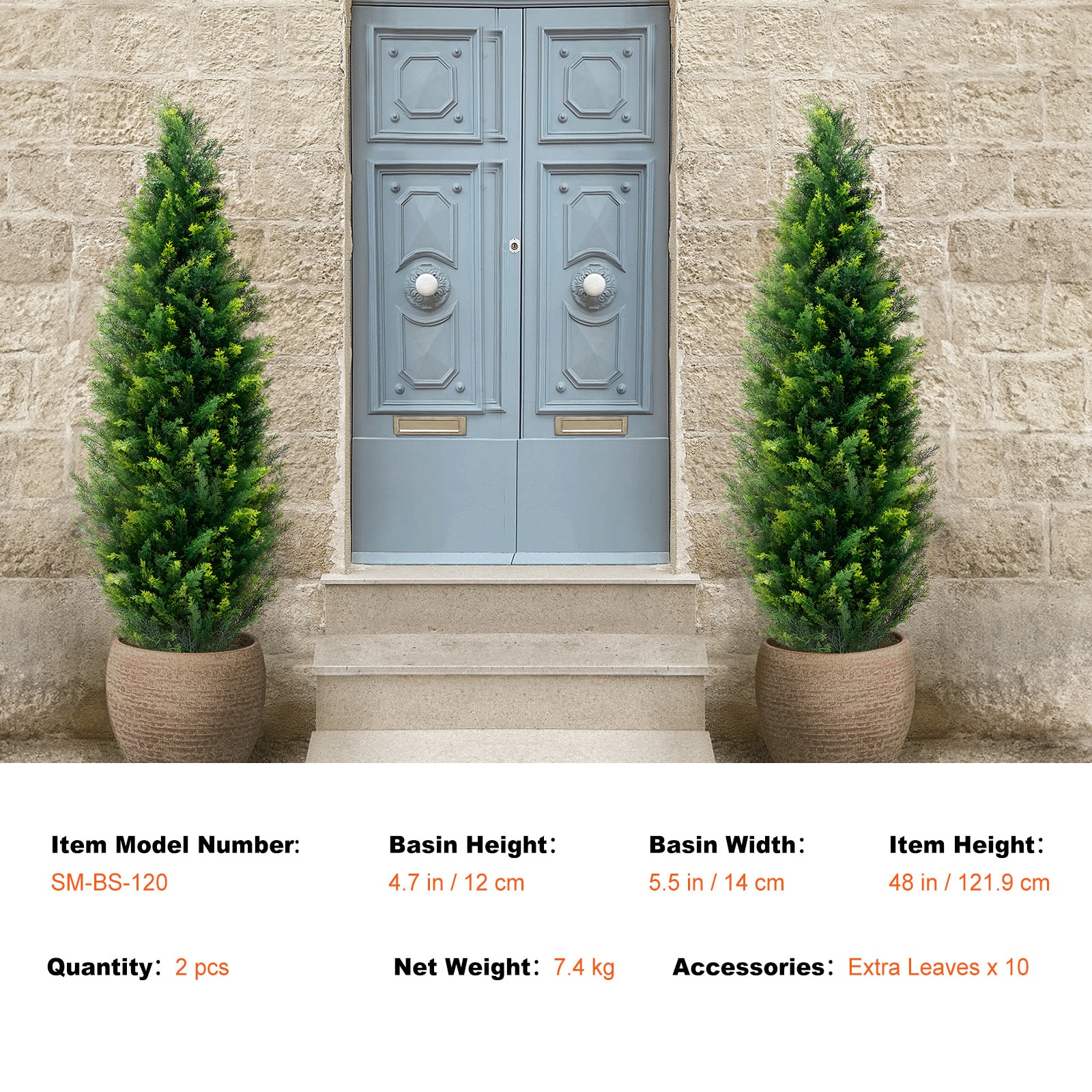2 Pack 4' Artificial Cedar Topiary Tree Plant UV Decor In/Outdoor_voghion.com